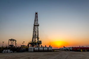 Fracking Drill Rig at Sunset